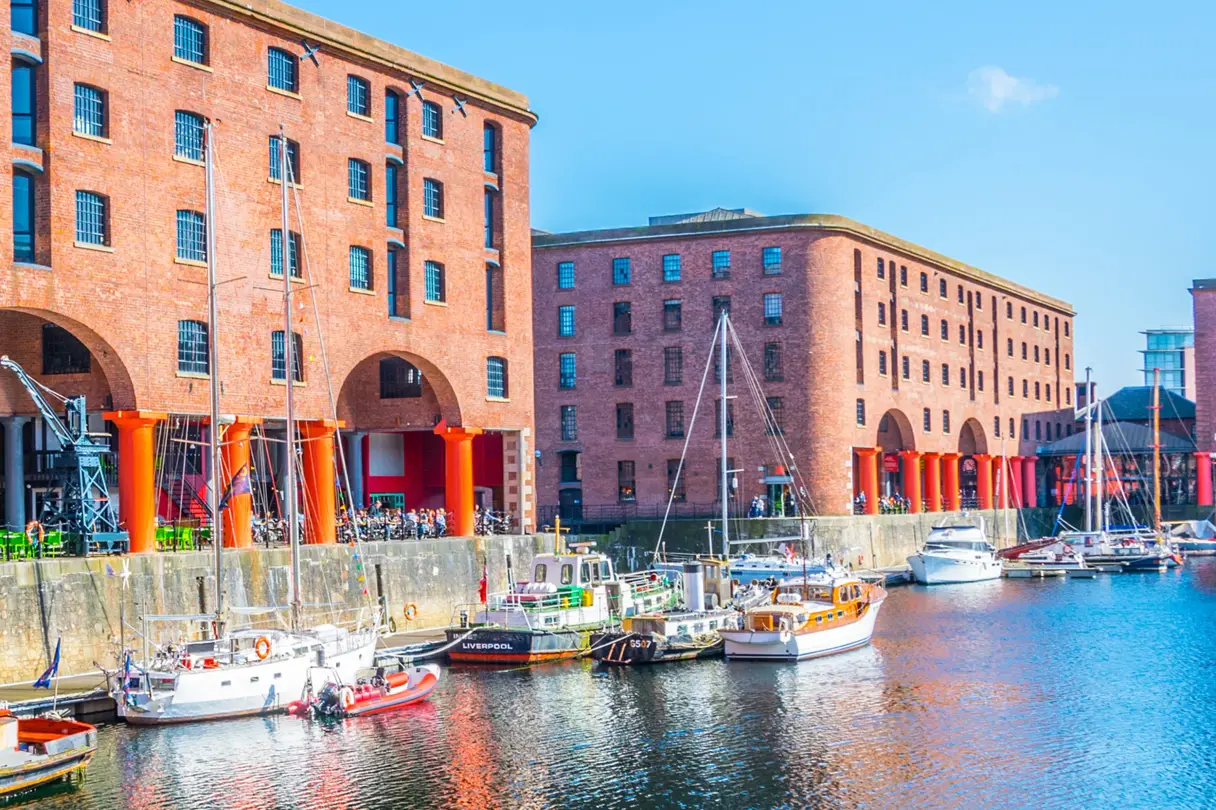 Hafen Liverpool Gebäude Sonne