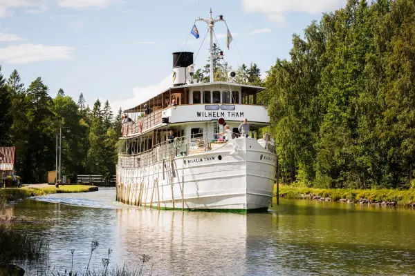 Außenansicht MS Wilhelm Tham Schiff auf Götakanal