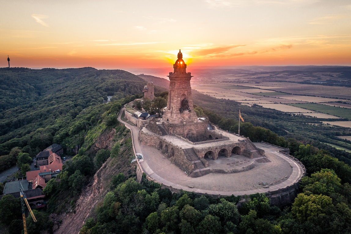 view on the kyffhäuser monument in thuringia, germany