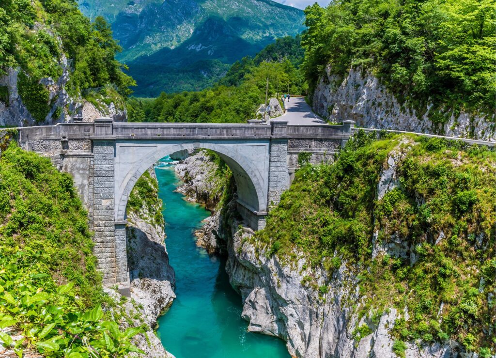 Naopleon Brücke im Soca Tal