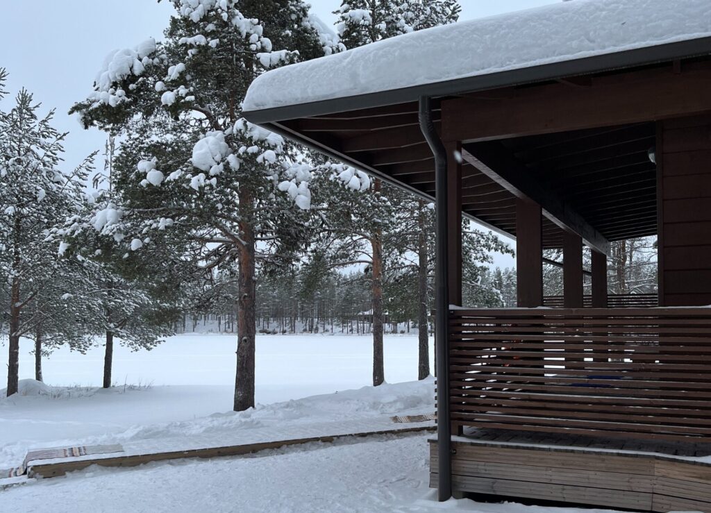 Saunahaus Winter Schnee