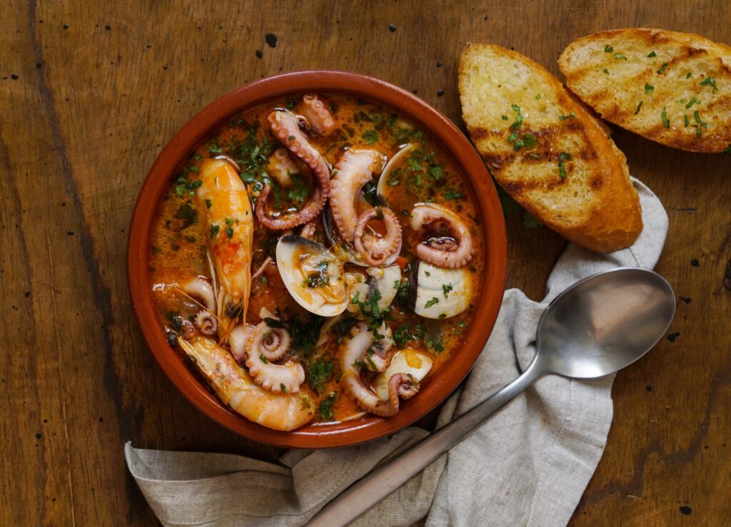 Essen Menorca Meeresfrüchte Tisch Brot