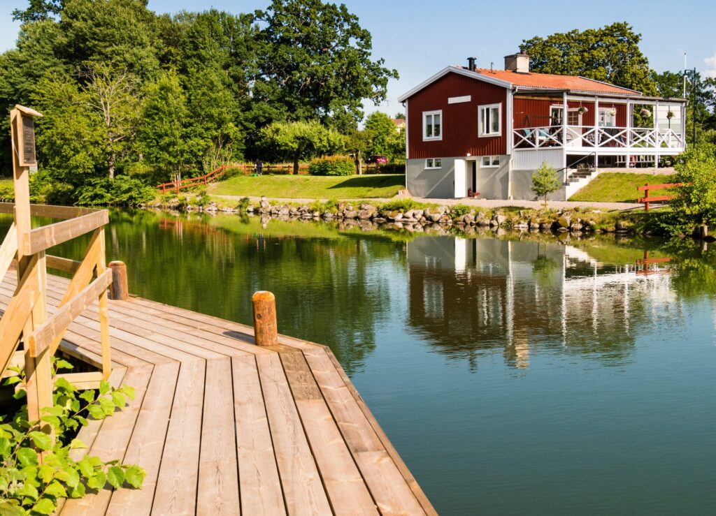 Bootsanlegestelle Schweden Sommer