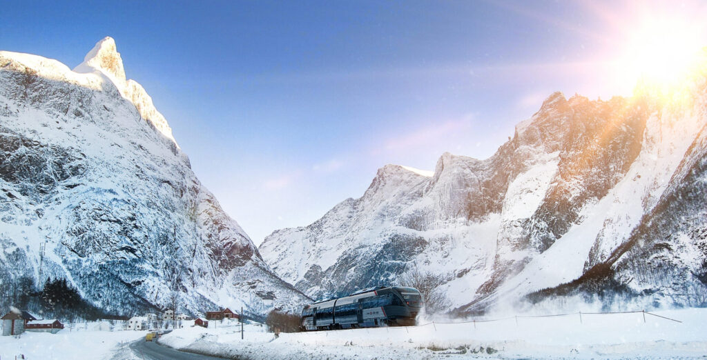 Raumabahn Sonnenlicht Winter Norwegen