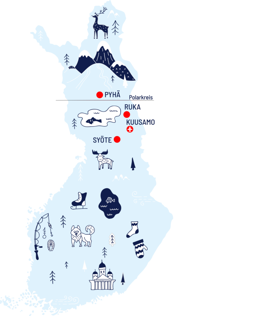 Karte illustriert Lappland Winter
