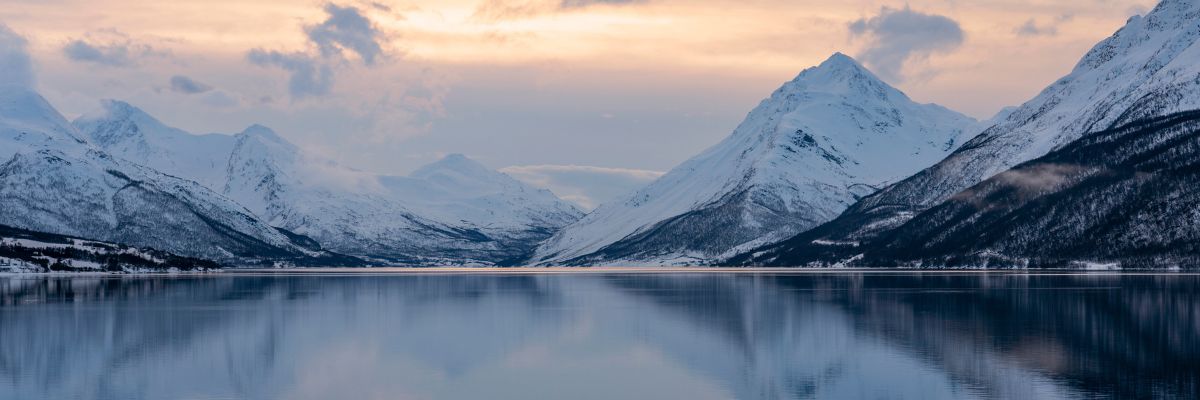 Fjord Sonnenaufgang Norwegen Winter